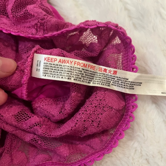 Free People FUCHSIA FIZZ Speed Date Lace Bodysuit, US Small NWT - Picture 4 of 10